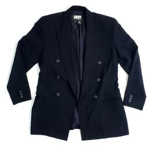 DKNY Womens Petite 6 Blazer Jacket Navy Blue
